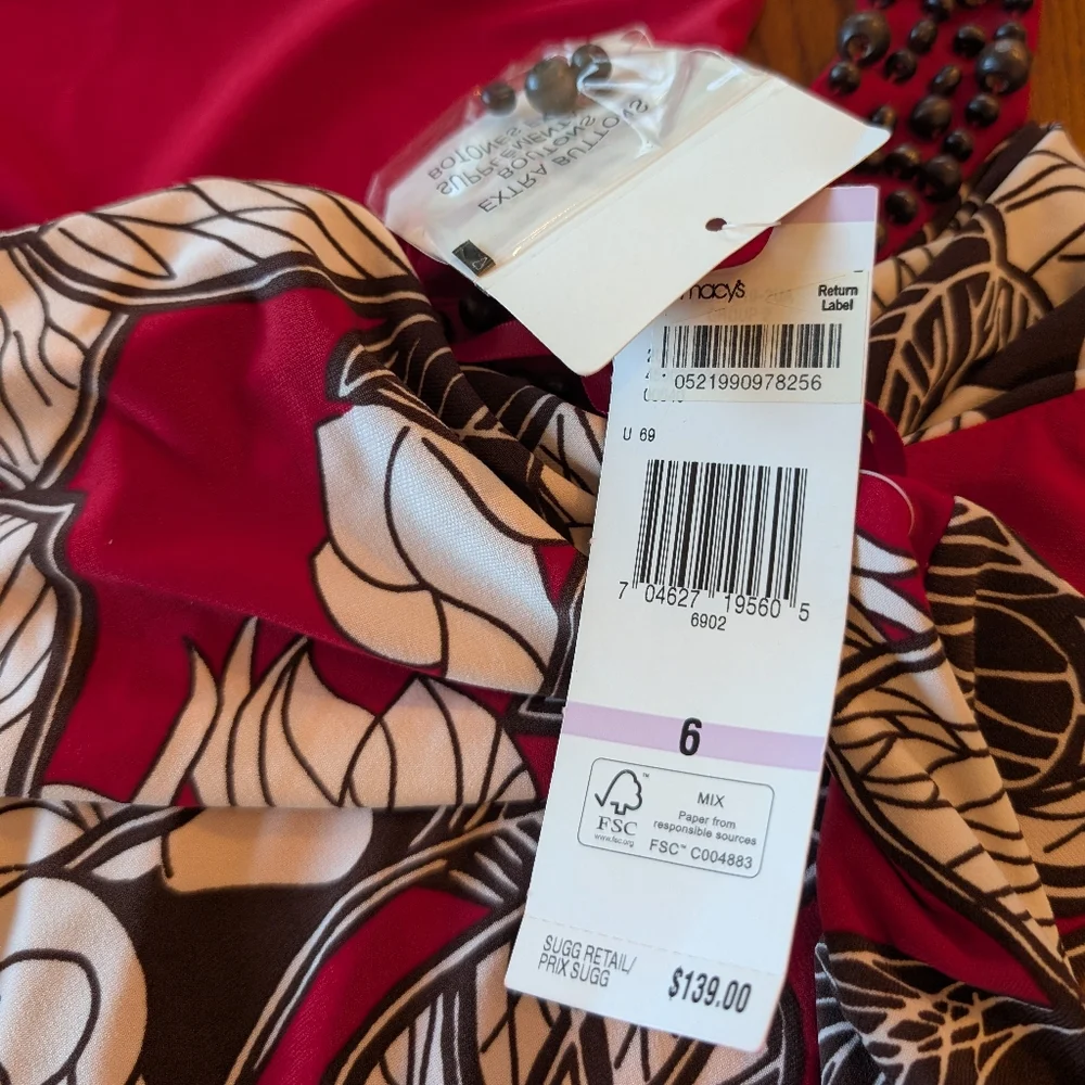 Red/Brown Floral Maxi Dress, Size 6 - NEW - Picture 7 of 9